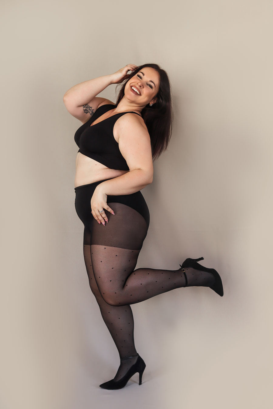 Collant plumetis grande taille